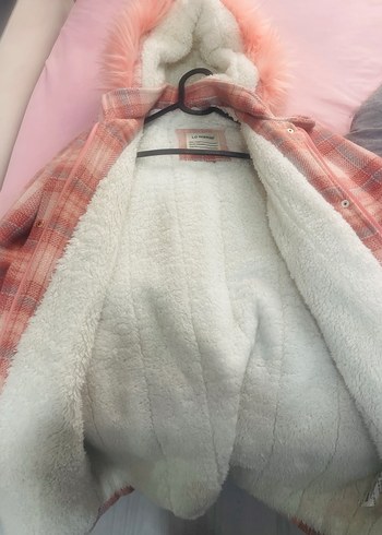 Pembe Ekose Desenli Kürklü kaban - Görsel 3