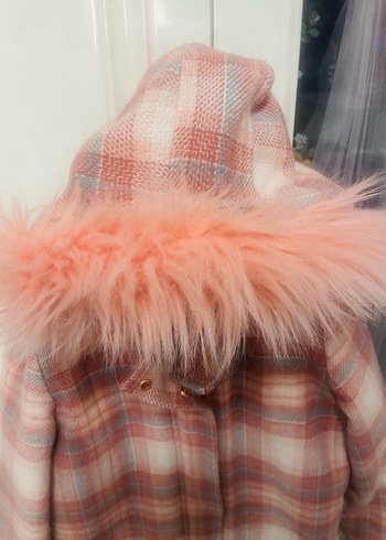 Pembe Ekose Desenli Kürklü kaban - Görsel 2