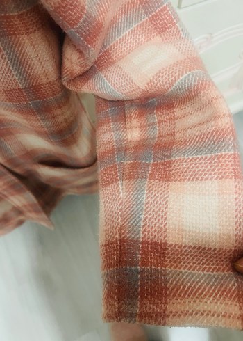 Pembe Ekose Desenli Kürklü kaban - Görsel 5