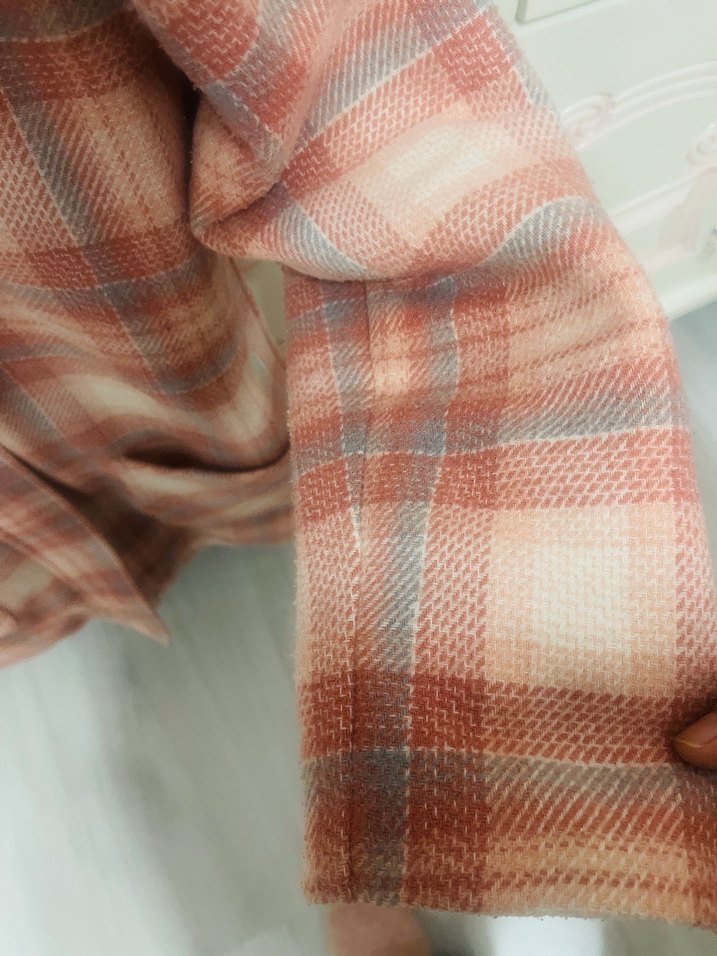 Pembe Ekose Desenli Kürklü kaban - Görsel 5