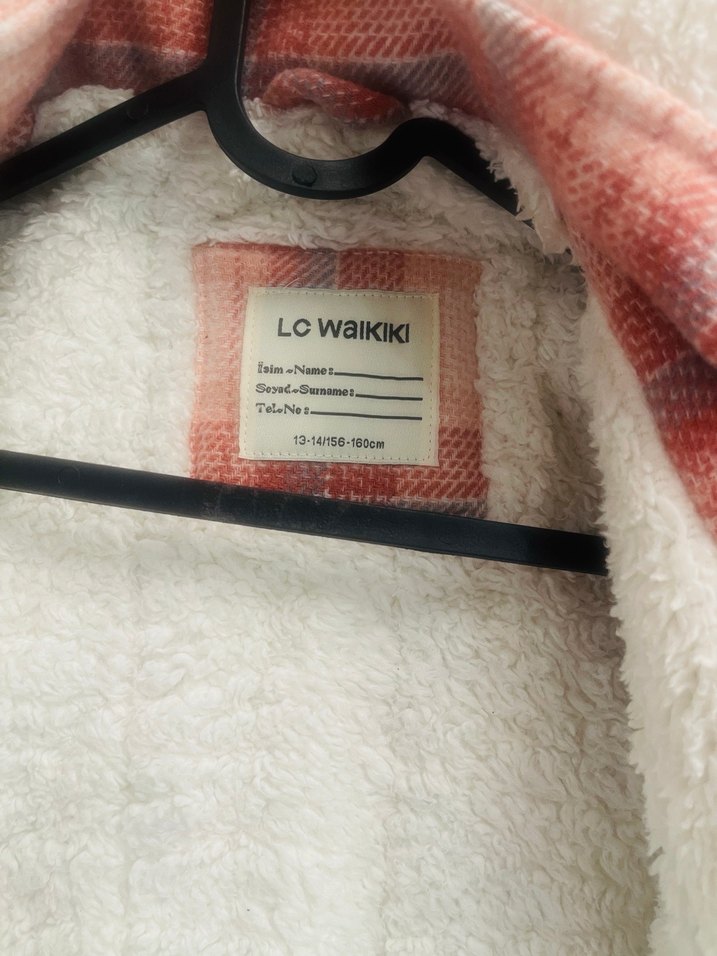 Pembe Ekose Desenli Kürklü kaban - Görsel 4