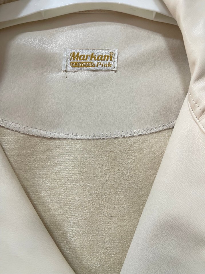 Beyaz Deri Fermuarlı Ceket - Görsel 2