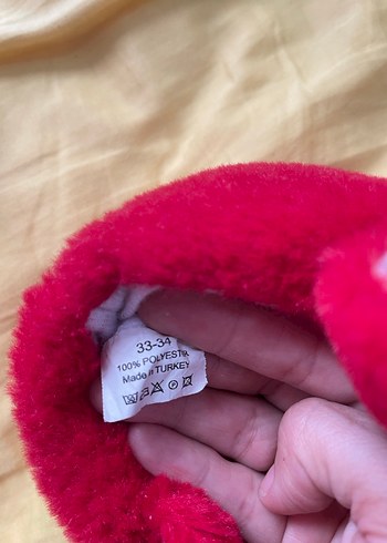 Kız Çocuk Kırmızı Peluş Ev Terliği - Görsel 3