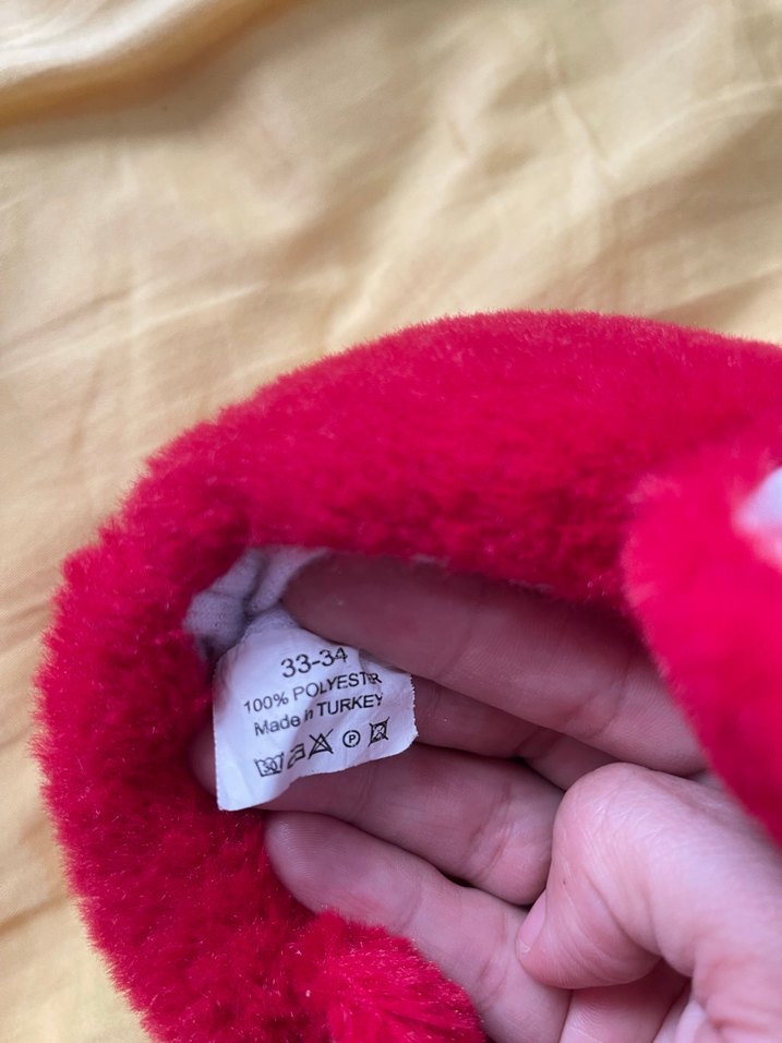 Kız Çocuk Kırmızı Peluş Ev Terliği - Görsel 3