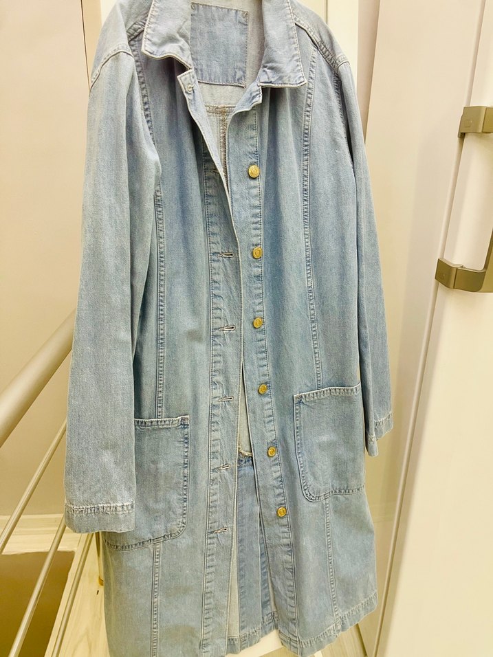 Uzun Mavi Kadın Denim Ceket - Görsel 2