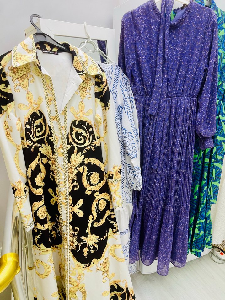 Renkli Desenli Uzun Bohem Elbiseler - Görsel 2