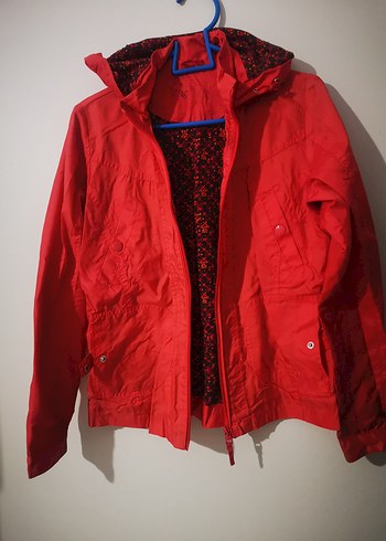 LC Waikiki Kırmızı Kadın Midi Boy Fermuarlı Ceket