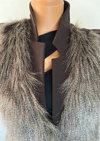Kahverengi Kürklü Kadın Yelek - Görsel 2