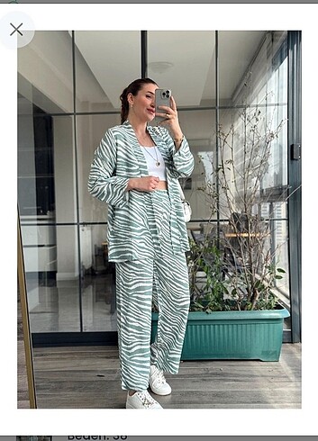 Zebra Desen Kimono Takım