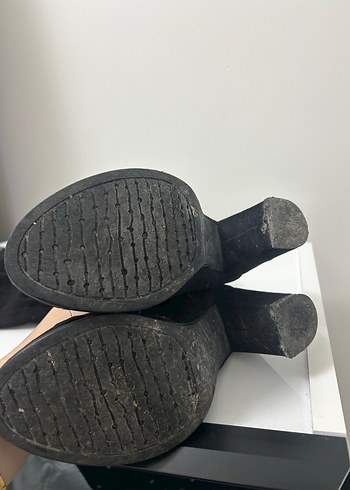 Siyah Süet Topuklu Dizüstü Kadın Çizme - Görsel 2