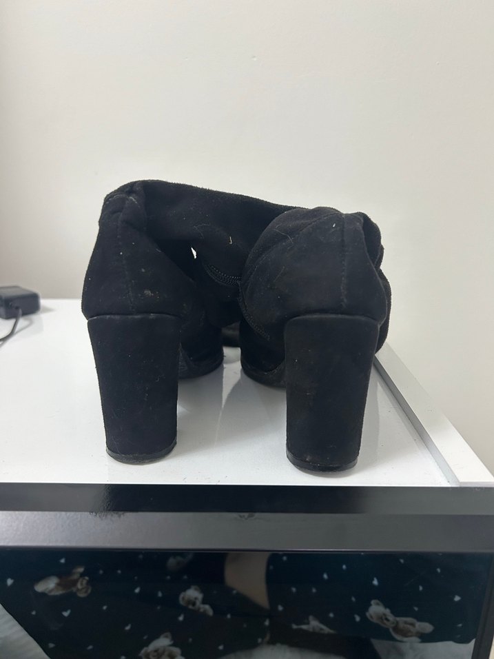 Siyah Süet Topuklu Dizüstü Kadın Çizme - Görsel 3