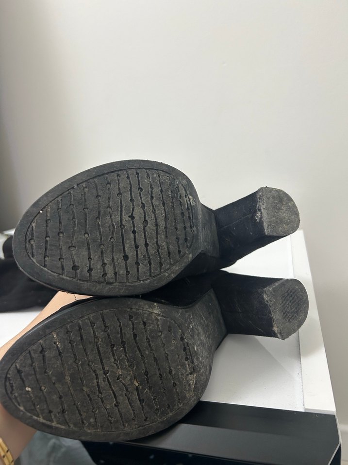 Siyah Süet Topuklu Dizüstü Kadın Çizme - Görsel 2