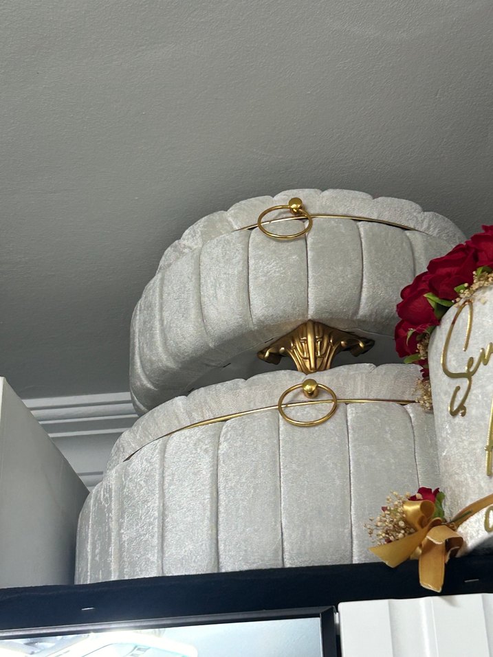 Beyaz Kadife Yuvarlak Dekoratif Kutu - Görsel 2