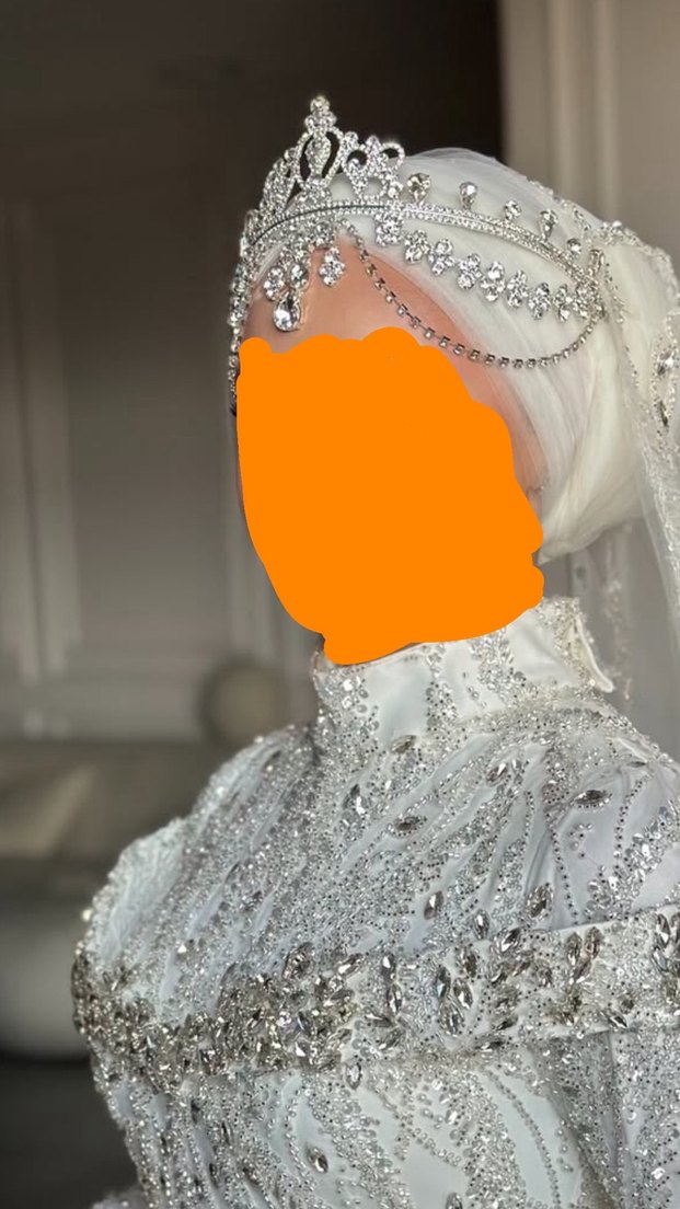 Beyaz Parlak Taşlı Gelin Tacı - Görsel 2