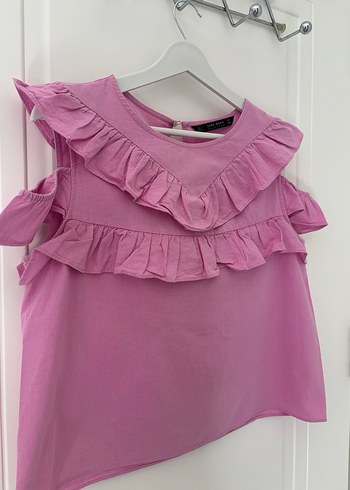 Zara marka Pembe Fırfırlı Kolsuz Mini Bluz