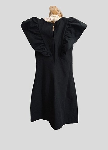Addax Siyah Fırfırlı Elbise