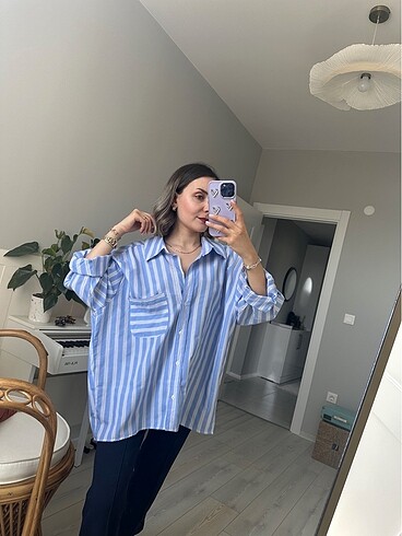 Diğer Çizgili Oversize gömlek