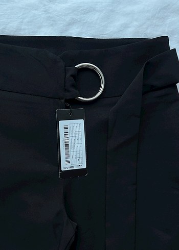 Siyah Kemerli Kadın Kumaş Pantolon - Görsel 2