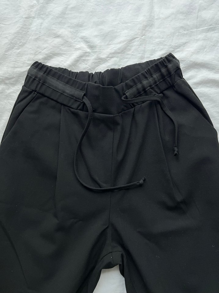 Kadın Siyah bağlamalı Regular Fit Kumaş Pantolon - Görsel 3