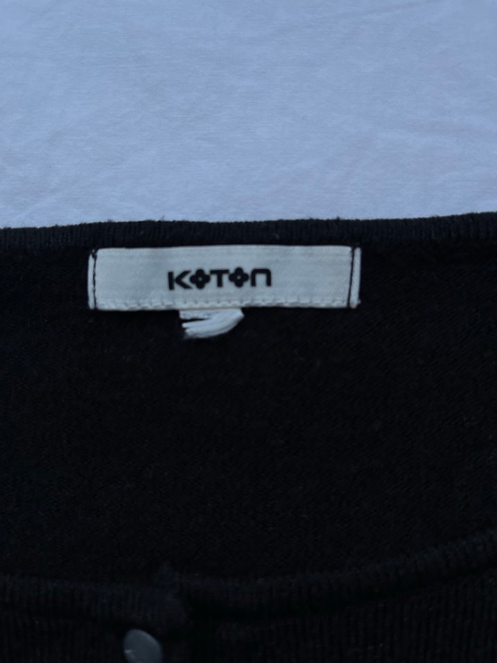 Düğmeli Siyah Kadın Pamuk Hırka - Görsel 2