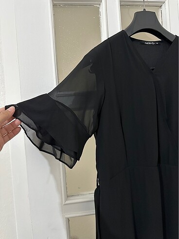 44 Beden Siyah Şifon Elbise - Görsel 2
