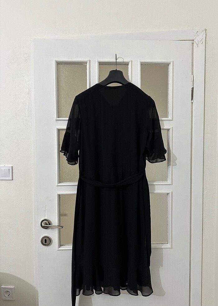 44 Beden Siyah Şifon Elbise - Görsel 4