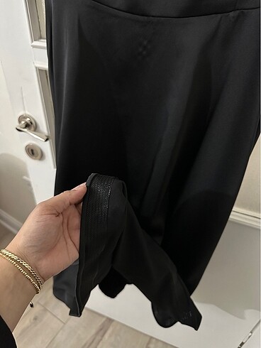 Siyah Balon Kol Elbise - Görsel 6