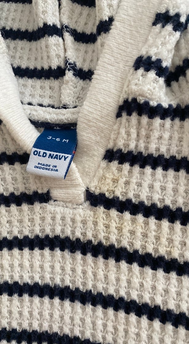 Çizgili Beyaz Gri Örgü bebek Kazak - Görsel 3