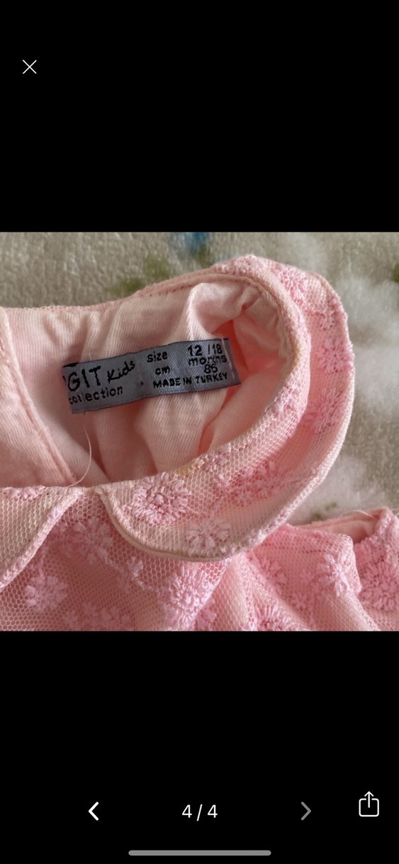 Dantel İşlemeli Pembe Kız Çocuk Elbise - Görsel 4