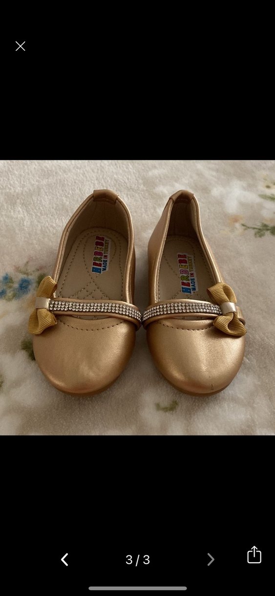 Altın Rengi Fiyonklu Kız Babet Ayakkabı - Görsel 3