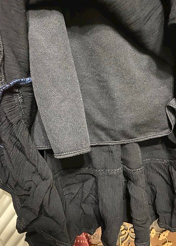 Nakış Detaylı Siyah Uzun Keten Tunik - Görsel 3