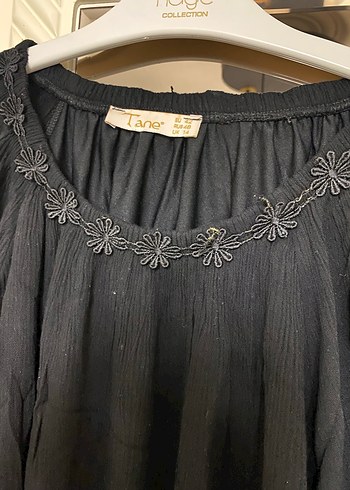 Nakış Detaylı Siyah Uzun Keten Tunik - Görsel 4