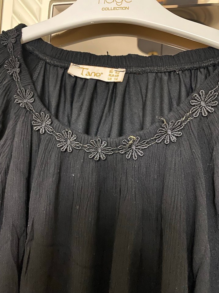 Nakış Detaylı Siyah Uzun Keten Tunik - Görsel 4