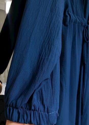 Uzun Kollu Lacivert Kadın Elbise - Görsel 3