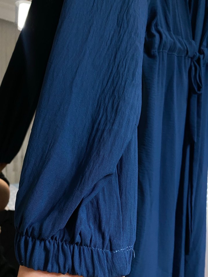 Uzun Kollu Lacivert Kadın Elbise - Görsel 3