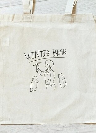 BTS Winter Bear Desenli Bez Çanta