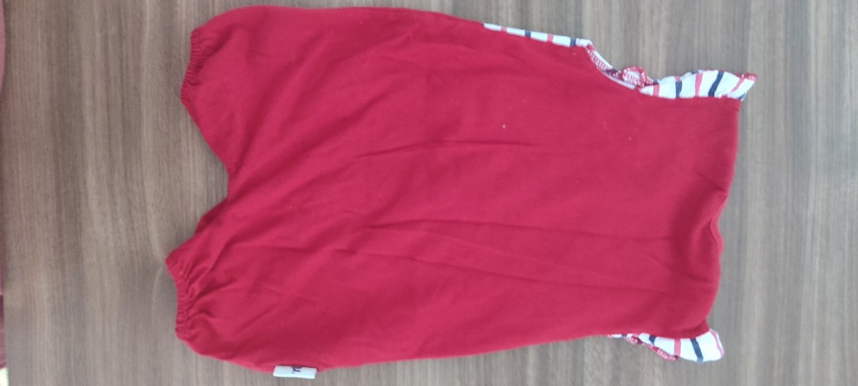 Çizgili ve Düğmeli Kırmızı salopet - Görsel 2