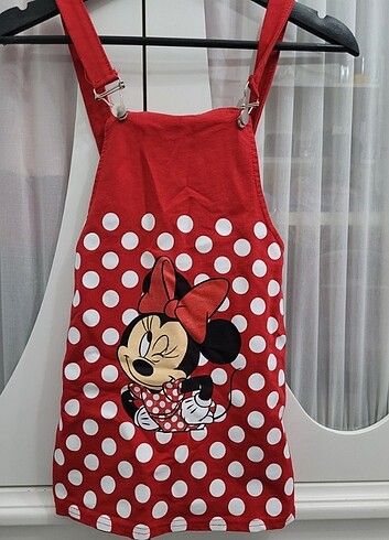 Minnie baskılı askılı elbise