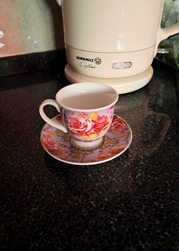 Pembe Pastel Gül Desenli Fincan Takımı - Görsel 2