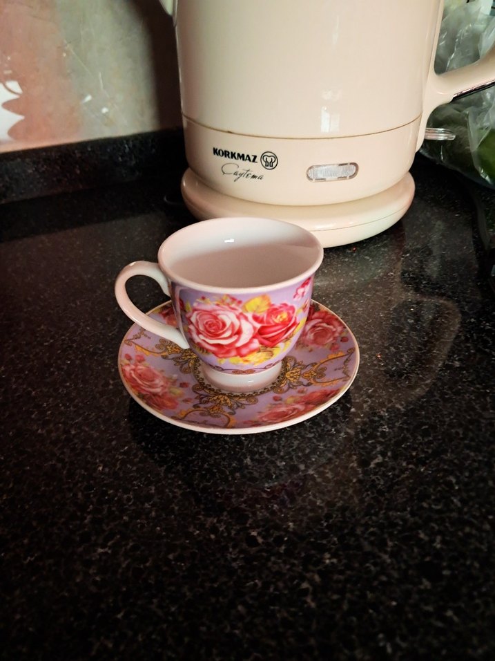 Pembe Pastel Gül Desenli Fincan Takımı - Görsel 2