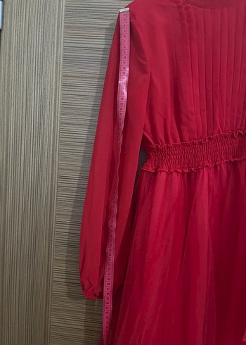 Uzun Kırmızı  Abiye Elbise - Görsel 6