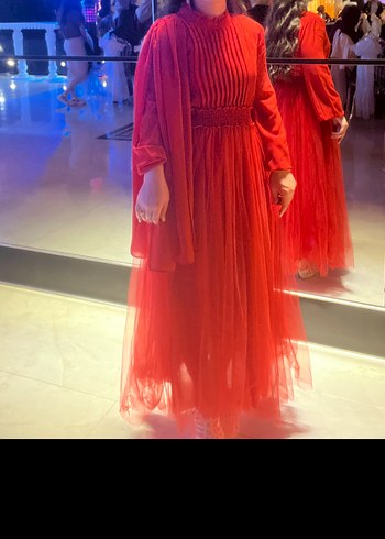 Uzun Kırmızı  Abiye Elbise - Görsel 4