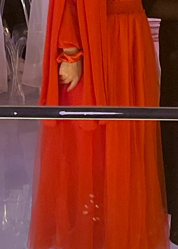 Uzun Kırmızı  Abiye Elbise - Görsel 5