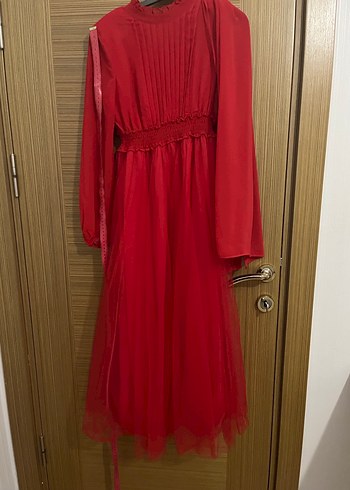 Uzun Kırmızı  Abiye Elbise - Görsel 3