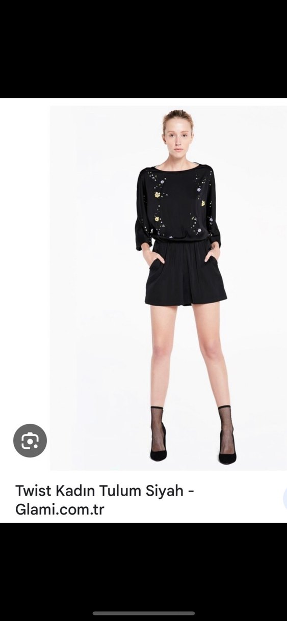 Nakış Detaylı Siyah Mini Tulum - Görsel 3