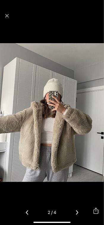 Stradivarius Stradivarius Peluş Gri Kürk