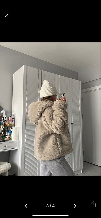 m Beden Stradivarius Peluş Gri Kürk