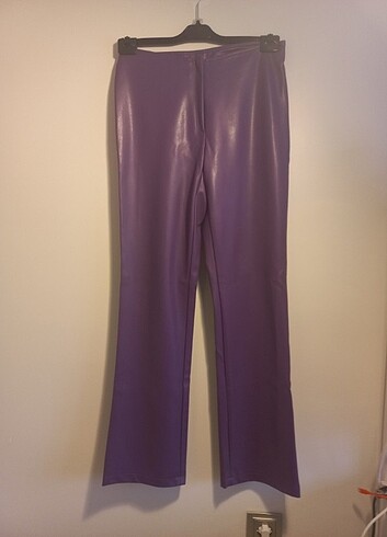 40 Beden mor Renk Y2k morgan de toi pvc deri pantolon