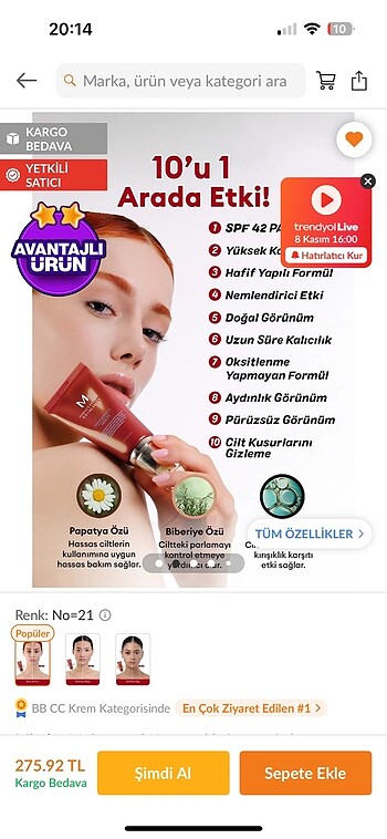 Missha 21 numara missha bb krem