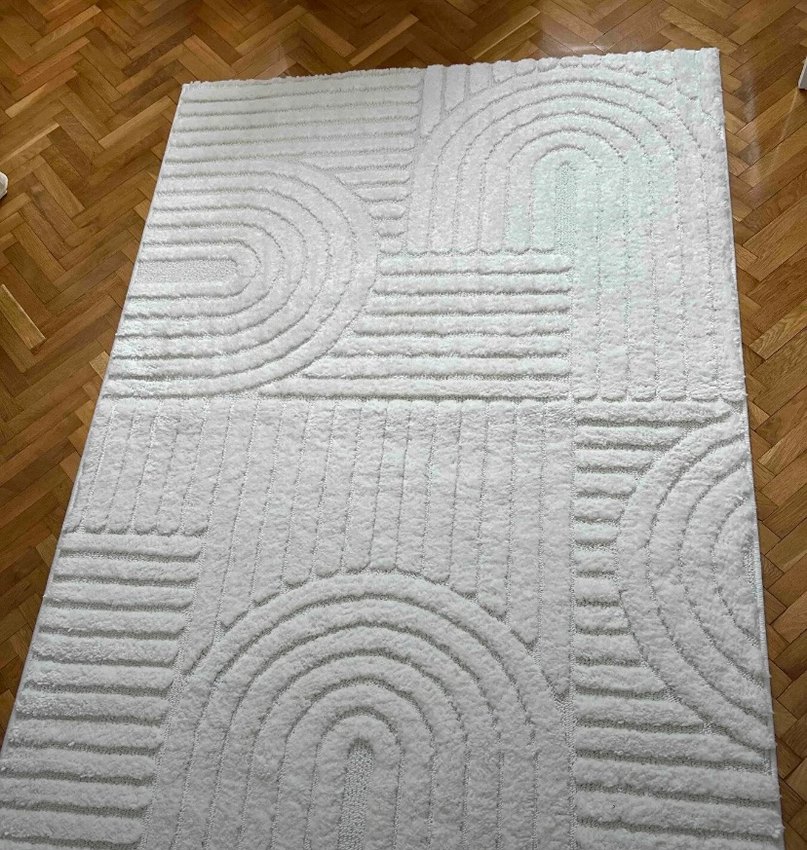 Çağdaş Beyaz Gri Dokulu  Halı 80x150 - Görsel 4